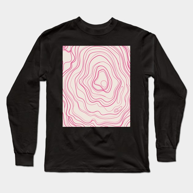 Pink  Abstract Topography  Aesthetic  Pattern Long Sleeve T-Shirt by zedonee